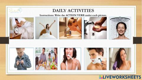 VOCABULARY TEST - Daily activities - part 1