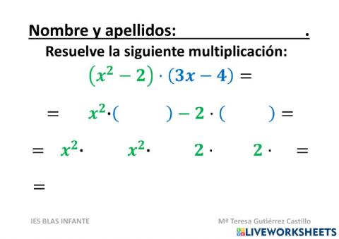 Multiplicación de polinomios paso a paso
