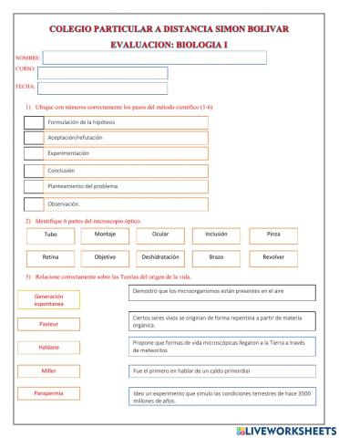 Evaluacion de biologia 1ero bgu
