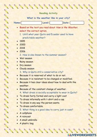 What is the weather like in your city?