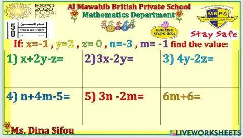 Substitute into expressions and equations.