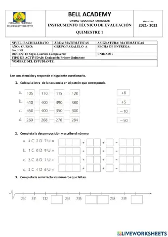 Evaluacion matematicas