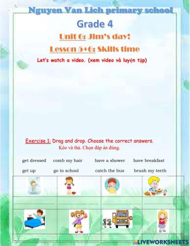 Unit 6 Jim's day Lesson 5,6