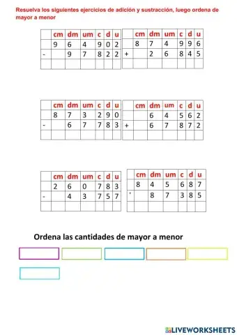 Adiciones y sustracciones