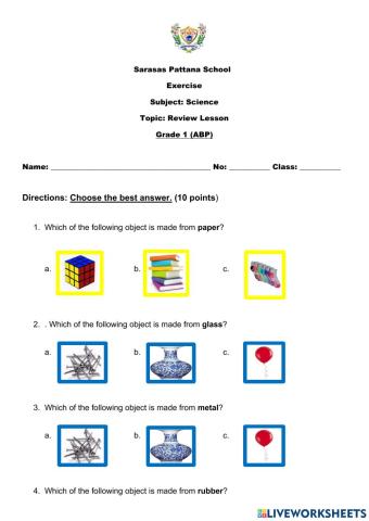 Science Worksheet