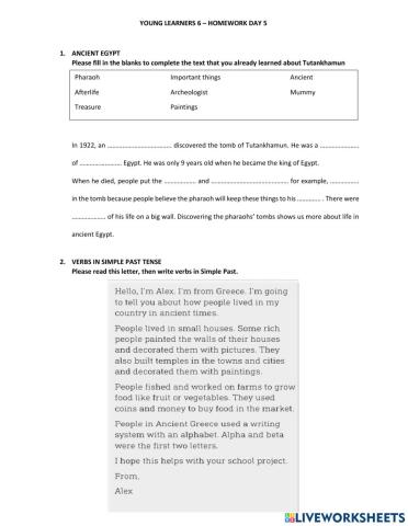 Young learners 6-homework dạy