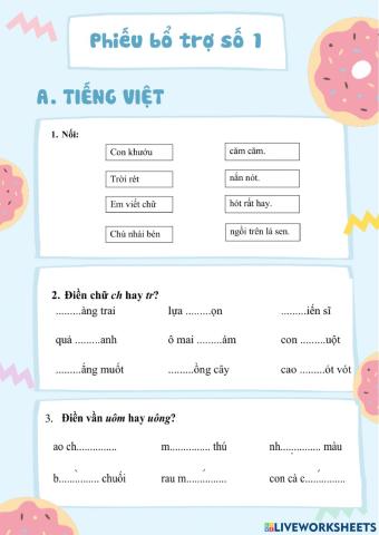 Phiếu bổ trợ nâng cao số 1