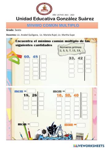 Mínimo común múltiplo