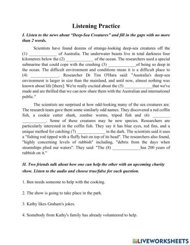 Listening practice - Grade 7