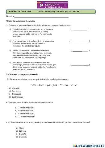 Variaciones en la métrica