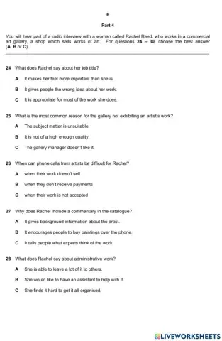 First 2015 Listening sample paper task 4