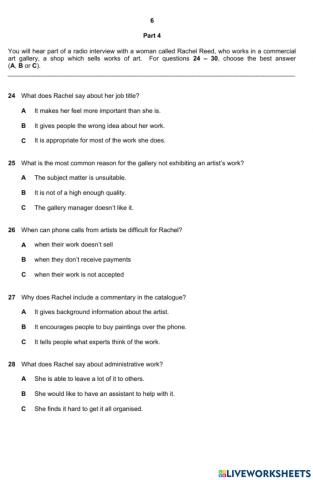 First 2015 Listening sample paper task 4