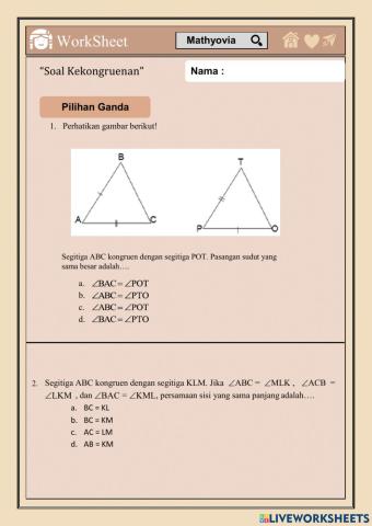 Worksheet Kekongruenan