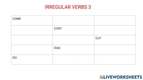 Verbos irregulares 3