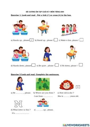 Ôn tập học kỳ 1 tiếng anh lớp 3