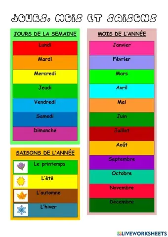 Jours, mois et saisons