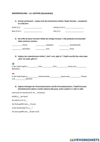 14. Lektion WIEDERHOLUNG