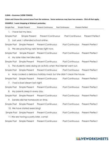 Identifying Verb Tenses