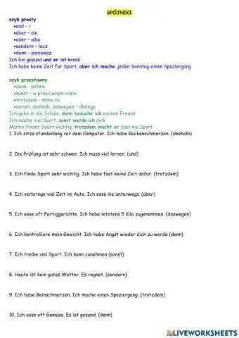 Spójniki - Konjunktionen