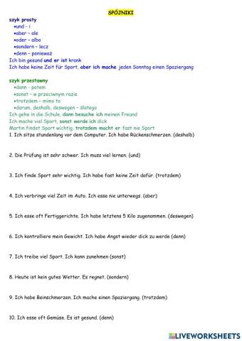 Spójniki - Konjunktionen