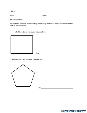Perimeter Worksheet