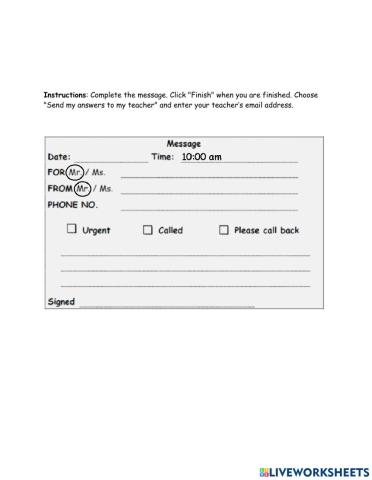 Practice Taking a Message