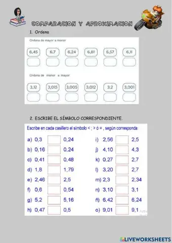 Comparación y aproximación de decimales