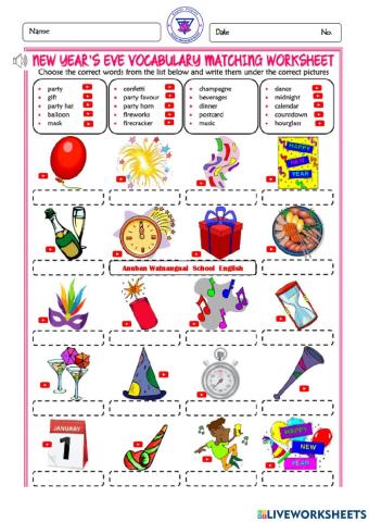 New Year's Vocabulary Practice K2 Jan 4th