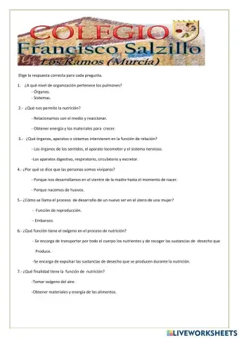 Las funciones de (nutrición, relación y reproducción
