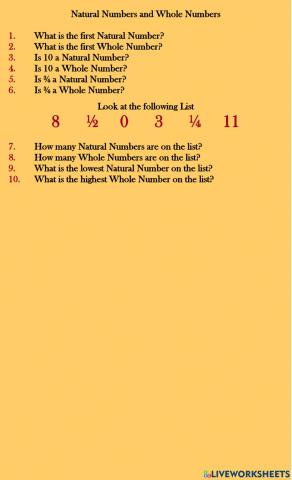 Natural and Whole Numbers