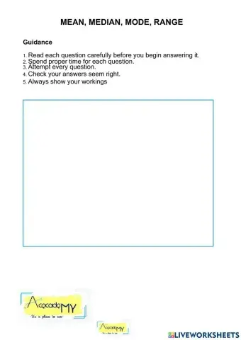 Mean, Median, Mode and Range