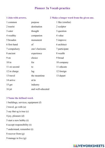 Pioneer 3a Vocab practice