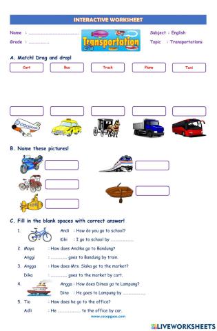 LKPD Interaktif Bahasa Inggris Tentang Transportations