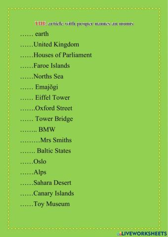 The article with  nouns and proper names