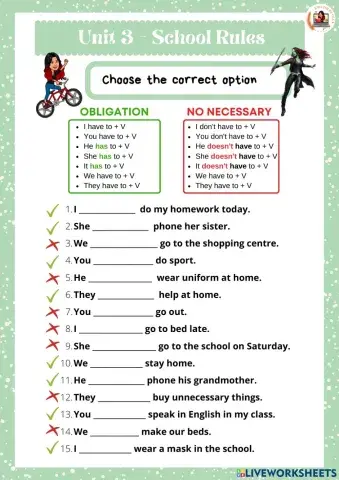 6th grade. Unit 3. Sheet 3