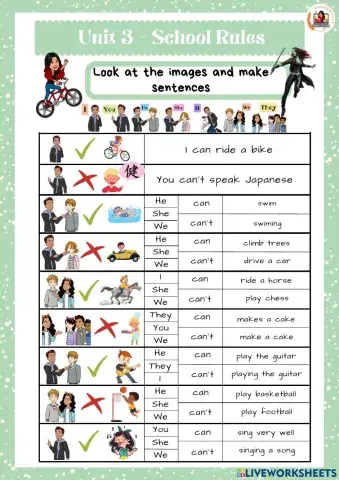 6th grade. Unit 3. Sheet 4