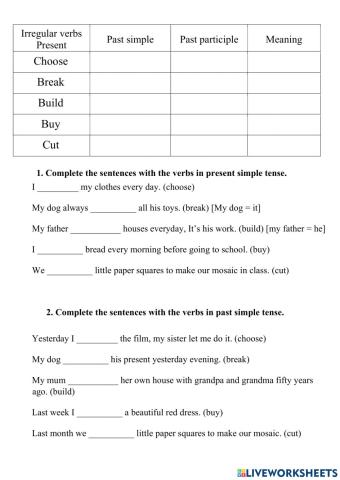Irregular verbs practice