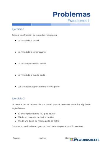 Problemas fracciones