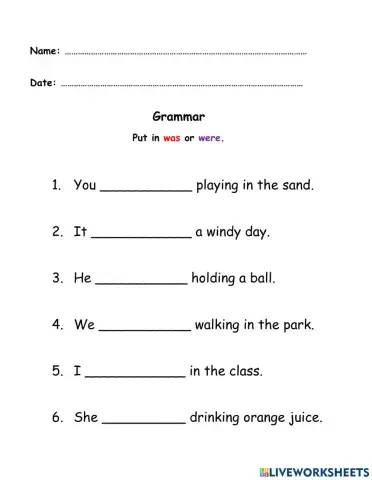 Grammar - Was or Were