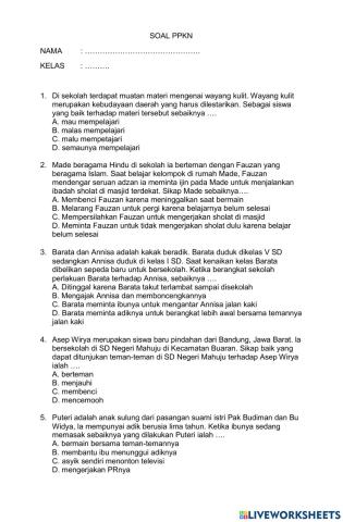 Latihan Soal Ujian PPKn