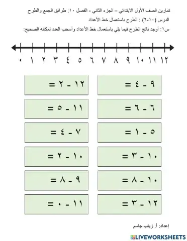 الطرح باستعمال خط الأعداد