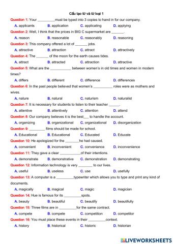Cấu tạo từ và từ loại 1