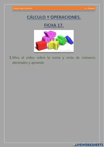 Cálculo y operaciones. Ficha 17.