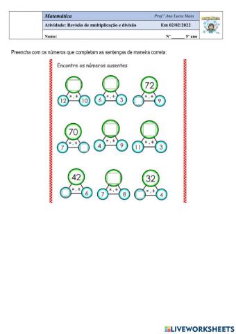 Multiplicação e divisão