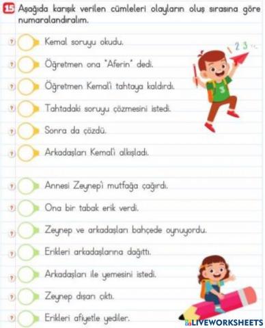 Olayları Sıralayalım