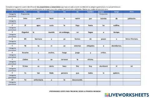 Preposiciones y conjunciones