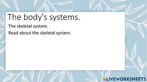 The body's systems.