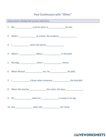 Past Continuous with -When-
