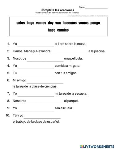 ¿Qué haces durante la semana? verbos irregulares