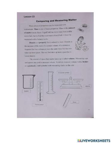 Comparing and Measuring Matter
